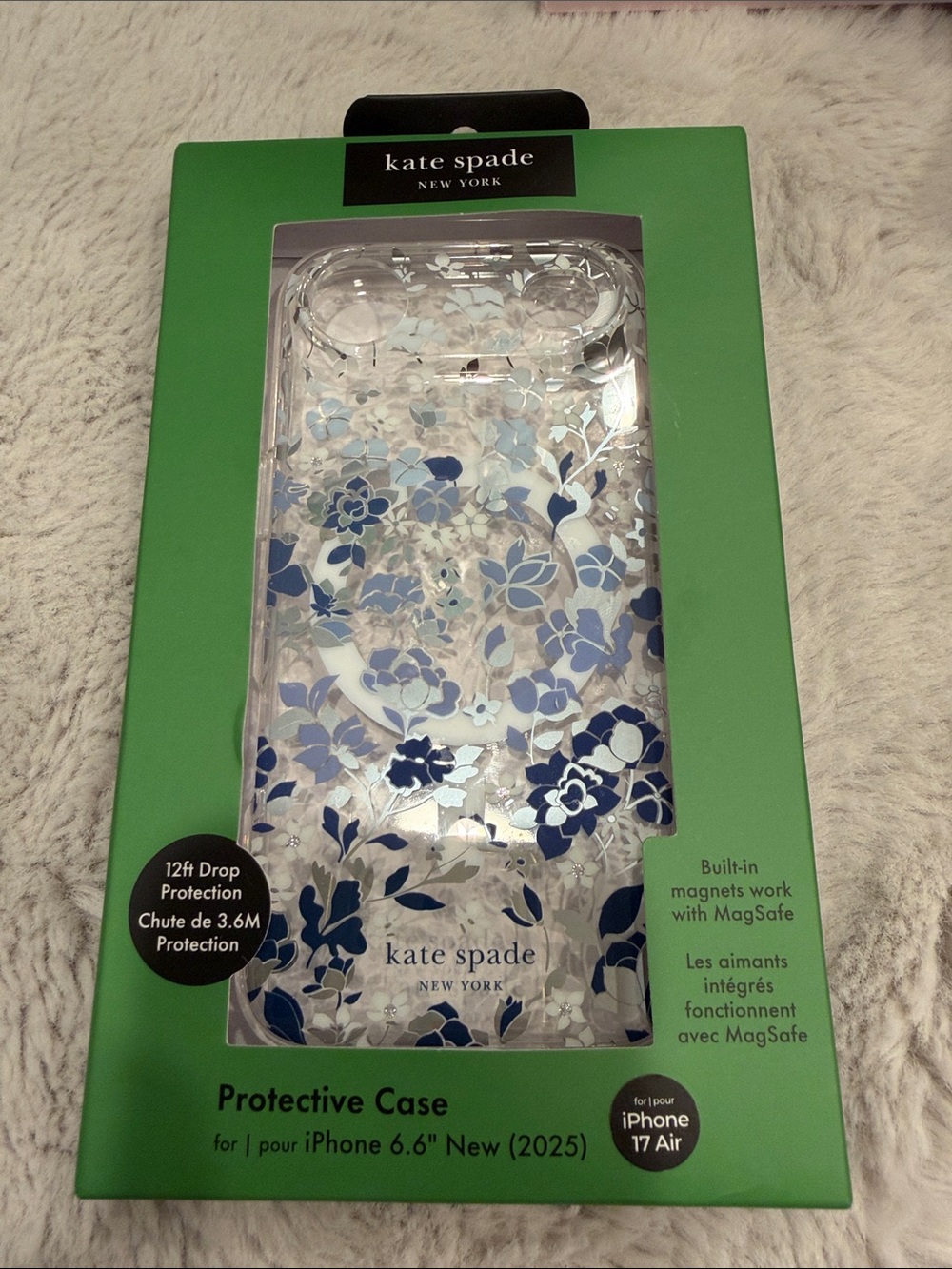 kate spade Clear Floral iPhone 17 Air Case with Blue Accents
